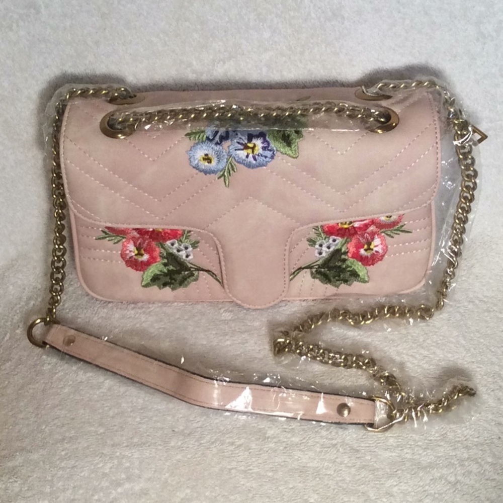 Denim Pink Embroidered Crossbody Bag - Picture 8 of 9